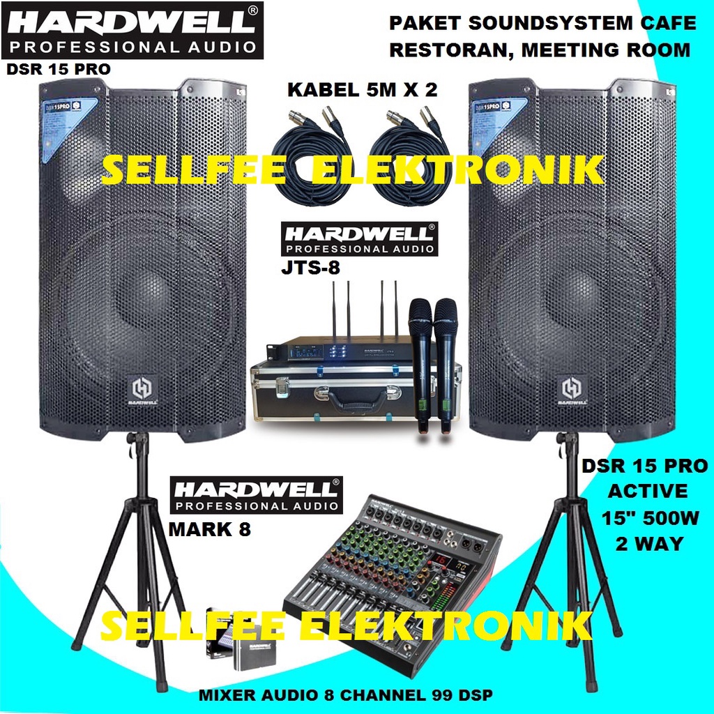 Jual PAKET SOUNDSYSTEM SPEAKER 15 AKTIF HARDWELL DSR 15 PRO MIXER 8