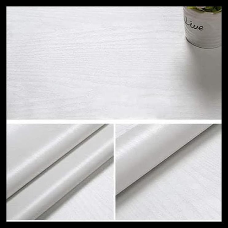 Wallpaper Stiker Dinding Motif Putih Polos Serat Alus 10M X 45Cm