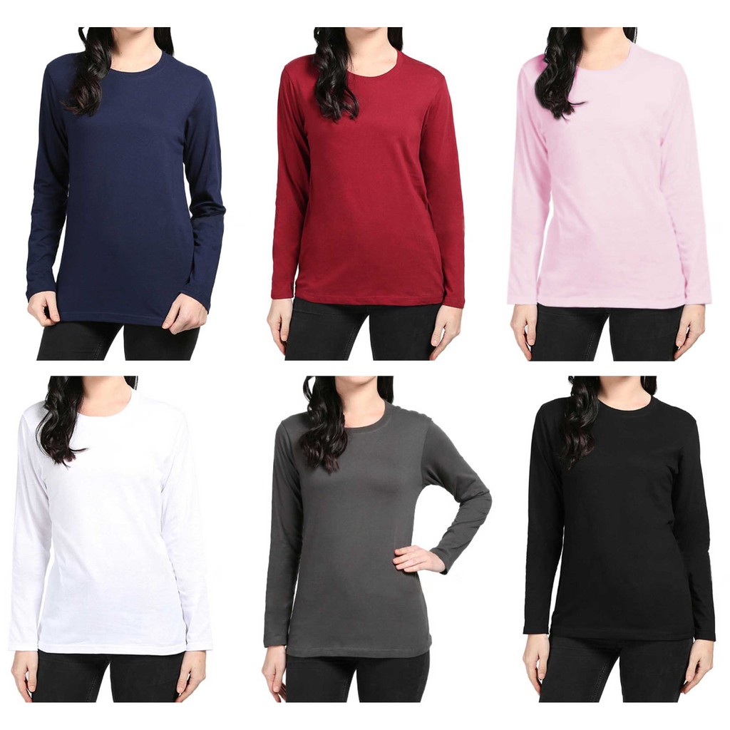 Bess Kaos ONeck Lengan Panjang Wanita Murah / Kaos Basic ONeck