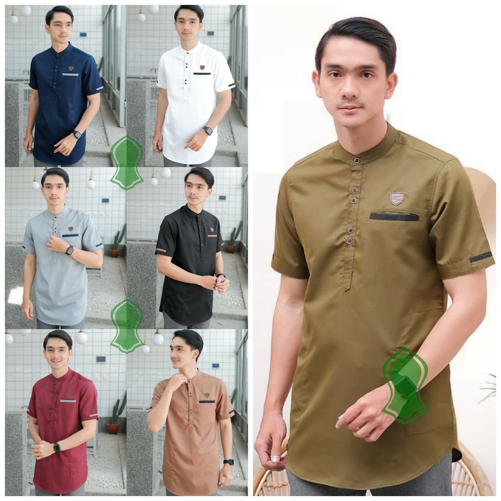 Baju Koko Kurta Dewasa Lengan Pendek Material Catton Adem Serap