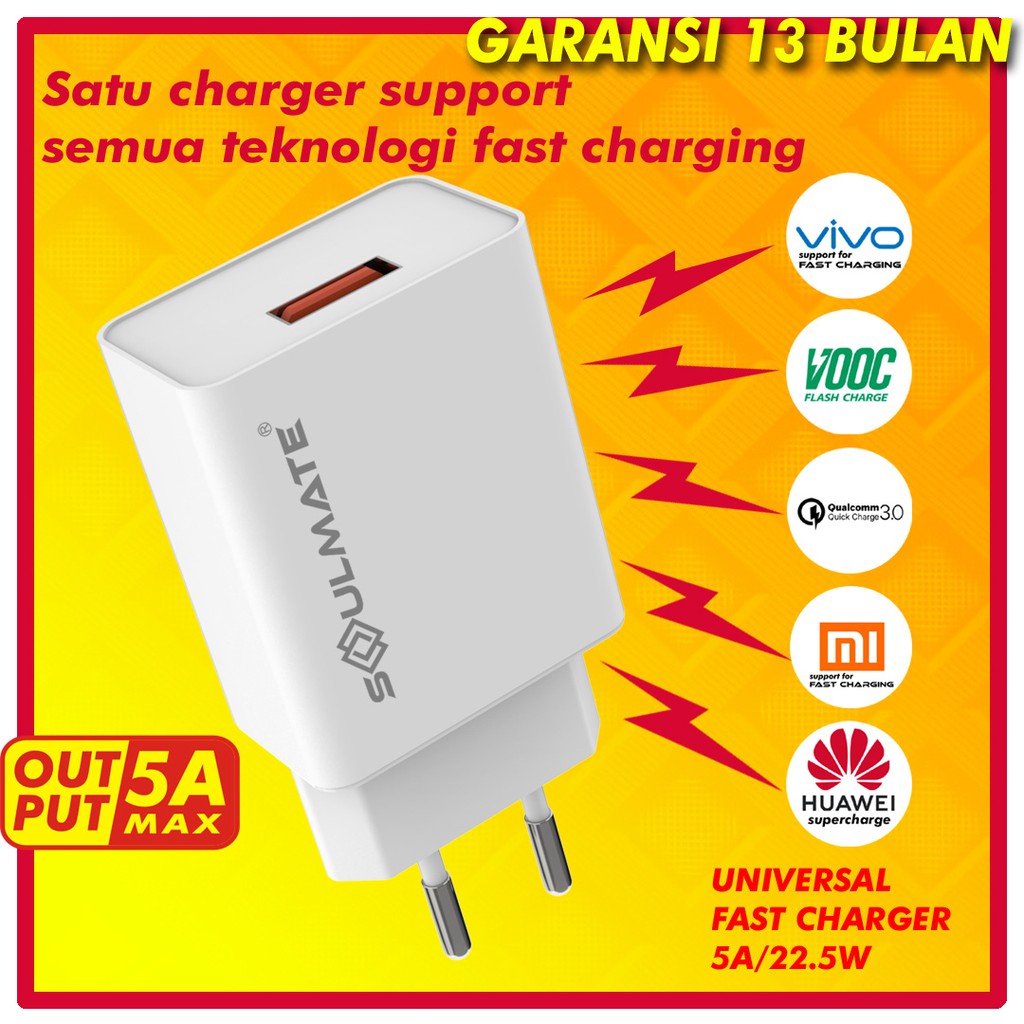 Jual Fast Charger Iphone 5A Quick Charge Qualcomm 3.0 Vooc + Kabel Iphone Lightning Fast Charging | Shopee Indonesia