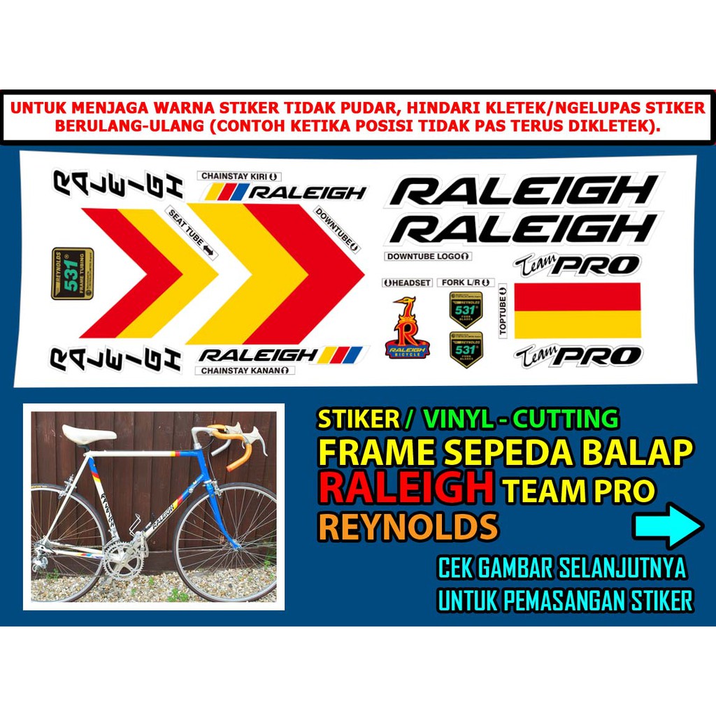 Jual Stiker Set Cutting Raleigh Team Pro Reynolds Tubing - Frame Balap Jadul Model Soket | Shopee Indonesia