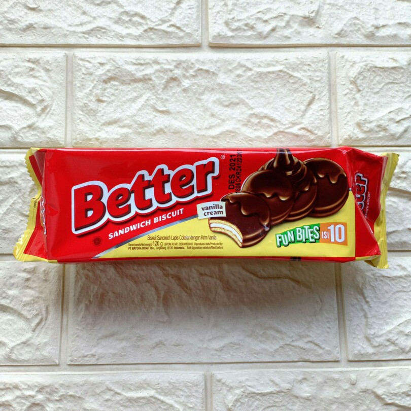 Jual Cookies Biskuit Bulat Full Coklat Isi 10 Lumer Cream Kemasan Besar Better 120G Panjang | Shopee Indonesia