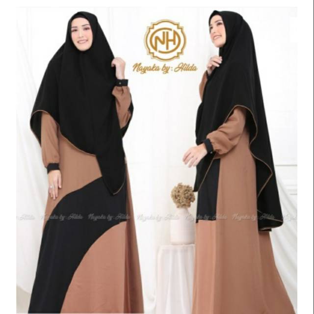 Jual Gamis Coklat Kombinasi Hitam | Shopee Indonesia