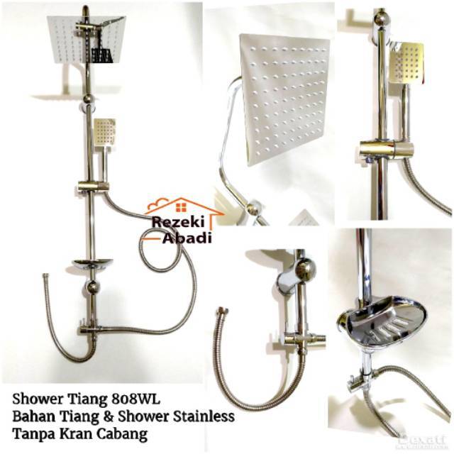 Shower Tiang Set Full Stainless 808WL / Shower Mandi / Handshower