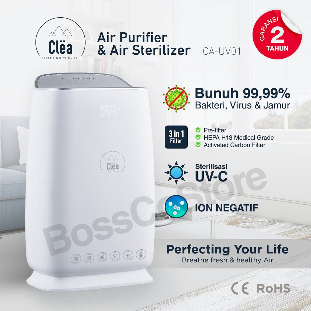 CLEA Air Purifier Air Sterilizer 3 in 1 HEPA Filter + UV Sterilizer