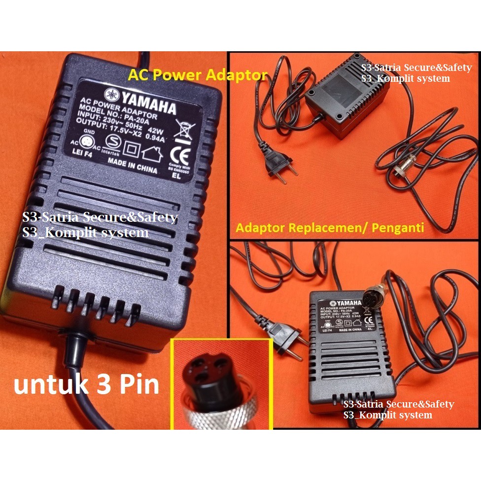 penganti PA20A AC Power Adaptor Yamaha PA20 a 17.5V X2 mixer PA 20A