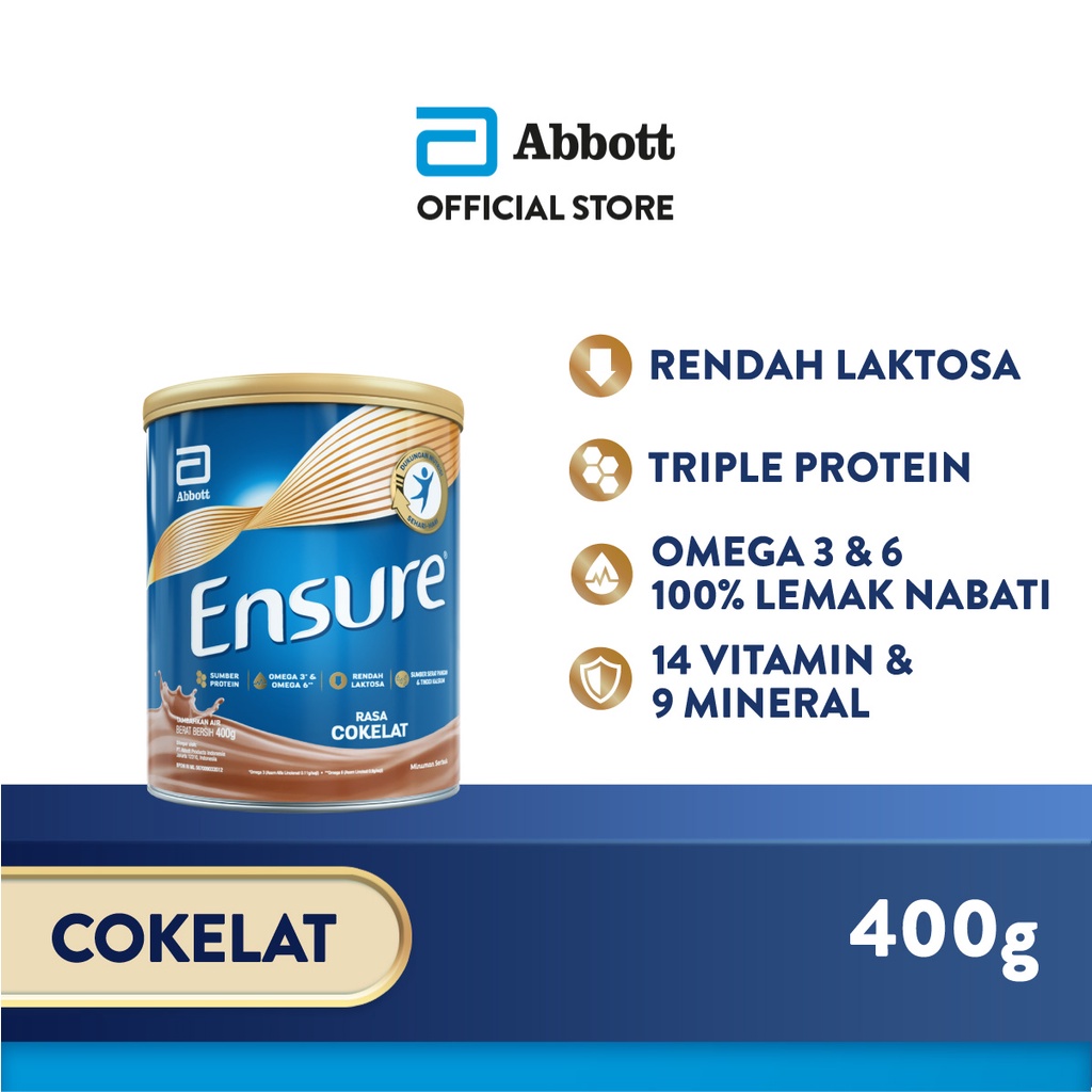 Jual Ensure Coklat 400 G Susu Nutrisi Dewasa Rendah Laktosa - Adult Nutrition Powder | Shopee Indonesia