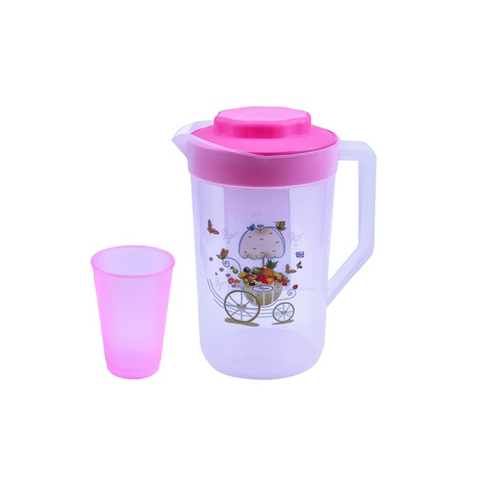 Teko Air Minum 2.1 Liter ( Free 2 Gelas ) / Eskan / Plastik / Pitcher