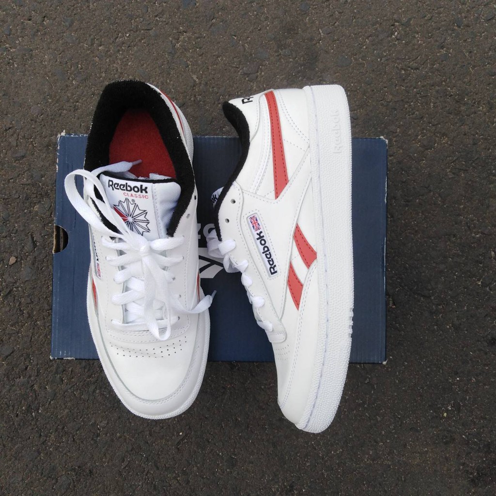 Jual Reebok Club C Revenge Mu "White/Red" | Shopee Indonesia