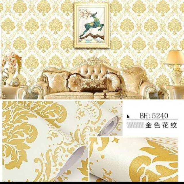 Jual WALLPAPER DINDING MOTIF BATIK GOLD Shopee Indonesia