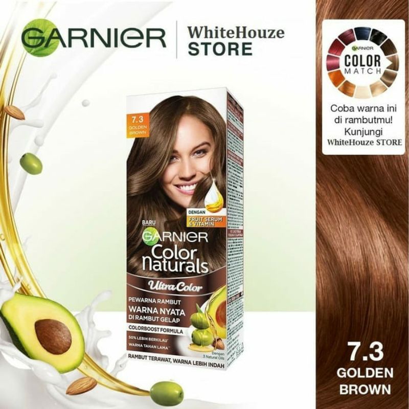 Jual Cat Rambut Garnier Color Naturals Warna Golden Brown 7.3 Terlaris | Shopee Indonesia