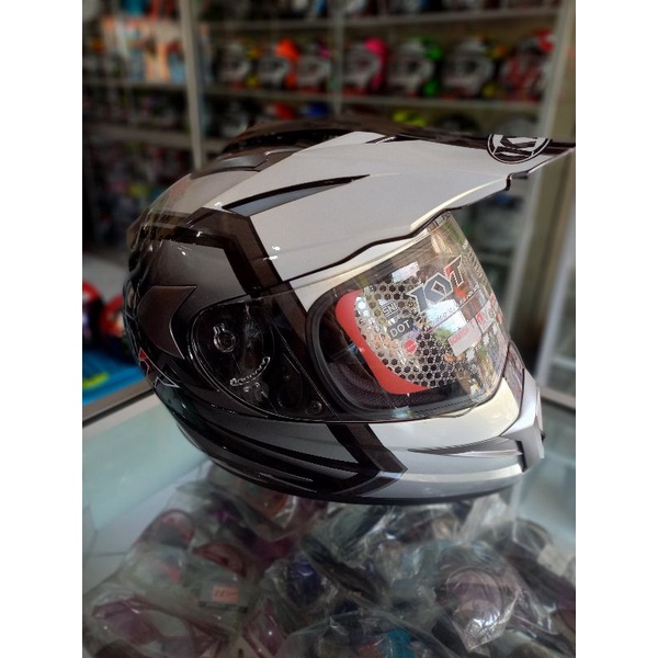 Jual helm kyt enduro silver supermoto Shopee Indonesia