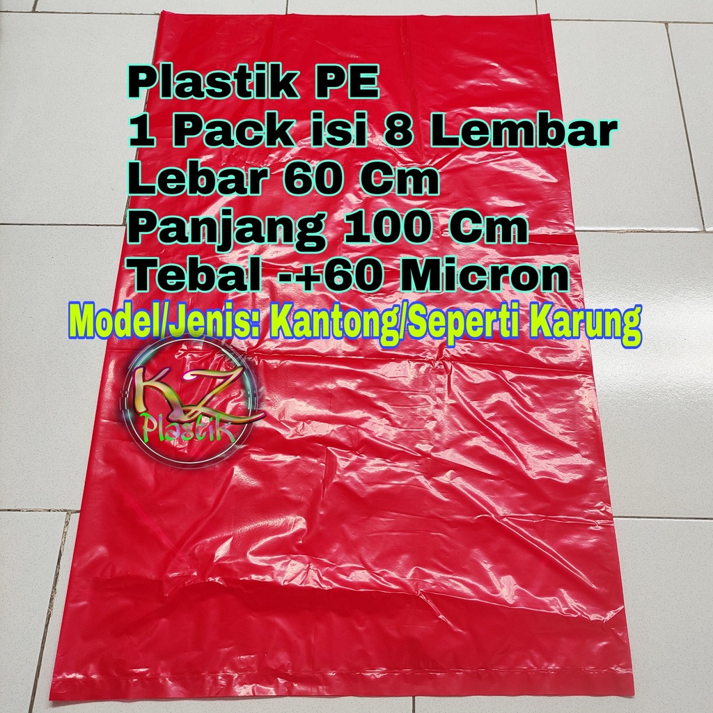 Jual Kantong Plastik Sampah Merah 60 x 100 Cm , Plastik PE Merah 60x100