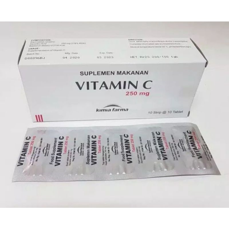 Jual Vitamin C 250mg kf harga / strip isi 10 tablet vitamin kimia farma