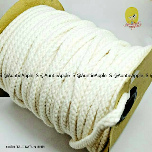 TALI TAMBANG KATUN 5MM/TALI TAS SERUT/DIY AKSESORIS/TALI DEKORASI/TAMBANG PUTIH/TALI PAPER BAG