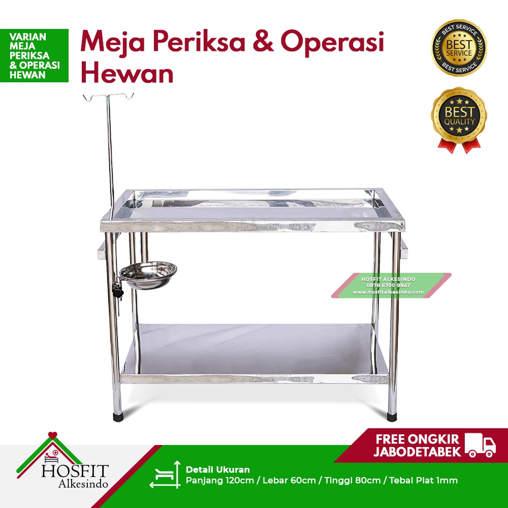 Meja Periksa Hewan I Meja Operasi Binatang 120x60x80cm I Thickness 1mm |  Shopee Indonesia