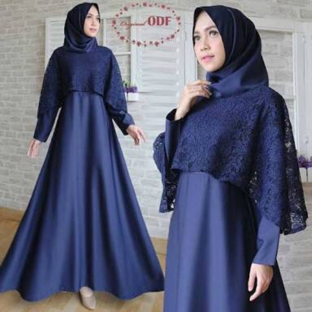 Gamis terbaru 2018 brokat glitter olivia odf navy Shopee Indonesia