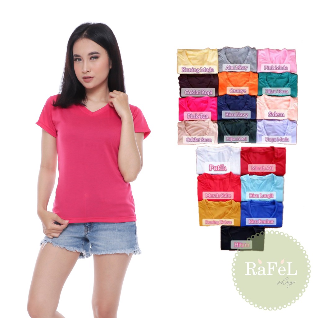 [RFL] KAOS POLOS WANITA VNECK MURAH Shopee Indonesia