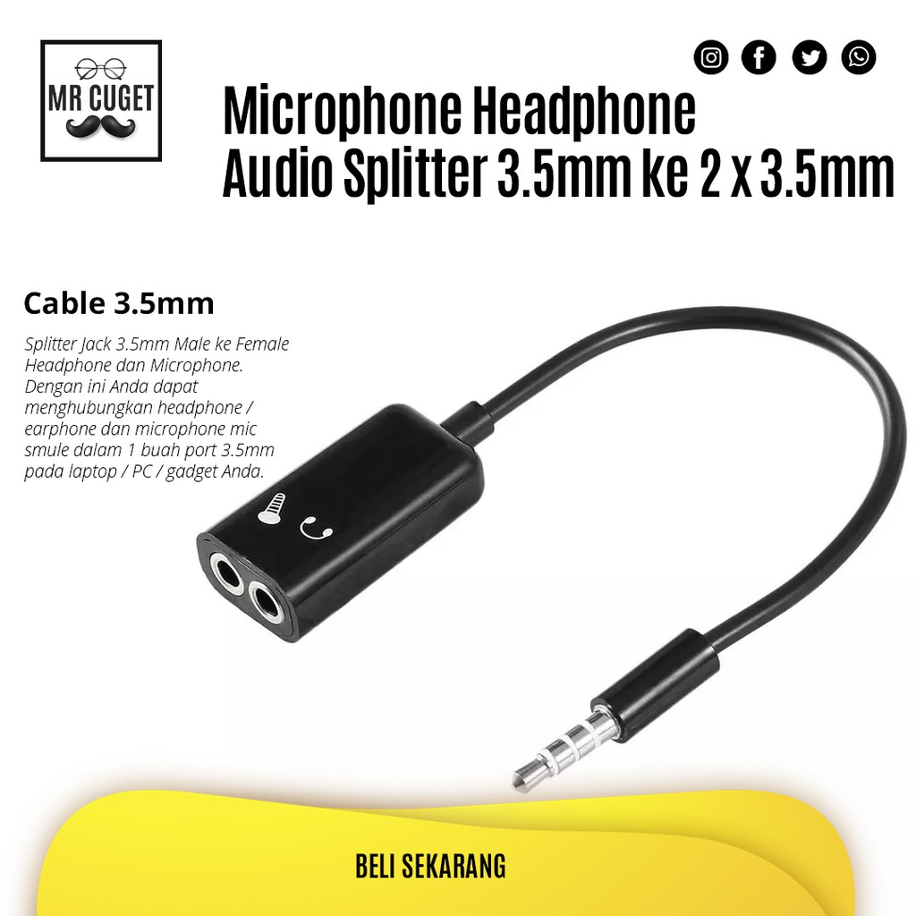 Jual Splitter Untuk Microphone Headphone Audio 3.5Mm - Fa29735 | Shopee Indonesia