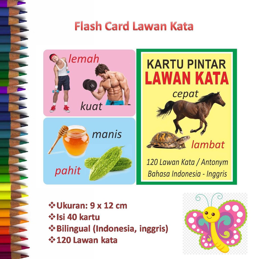 Jual Termurah Flash Card Lawan Kata Kartu pintar lawan kata  Indonesia|Shopee Indonesia