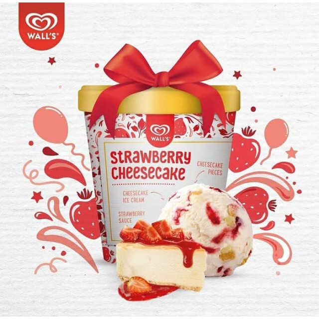 Ice Cream Walls Strawberry Cheesecake 410 ml Shopee Indonesia