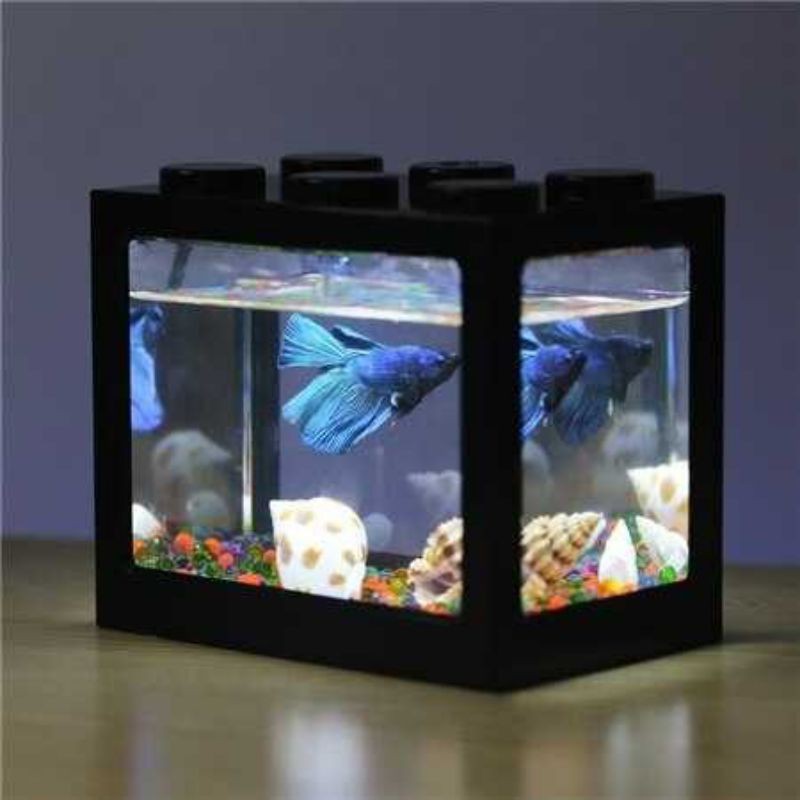 Jual Aquarium Mini Model LEGO / Aquarium Minimalis / Aquarium LED Full Colour / Aquarium Mini