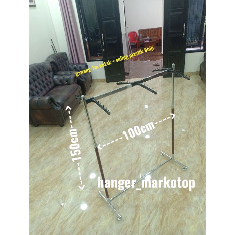 Jemuran Gawang Bahan Kayu / Gantungan Baju Gawang 100 Cm Gawang Baju