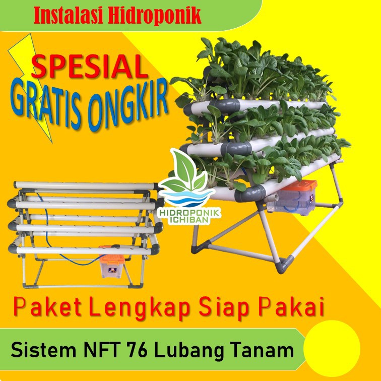 Instalasi Starter Kit Hidroponik Sistem NFT 76 Holes Paket