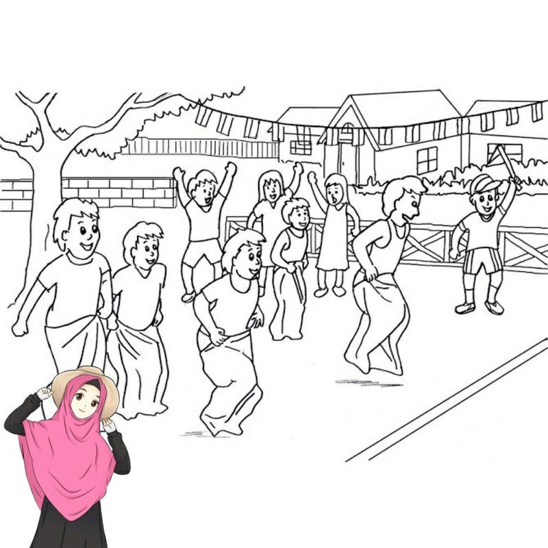 Jual Lukisan Gambar Mewarnai Hut Ri Lomba Balap Karung A4 & Desain Untuk Meningkatkan Kreativitas Anak Ubc | Shopee Indonesia
