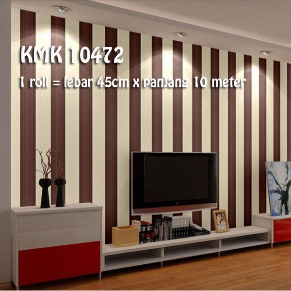 Jual Wallpaper Garis Coklat Cream Polos Kmk 10472 Lebar 45Cm X Panjang 10M | Shopee Indonesia