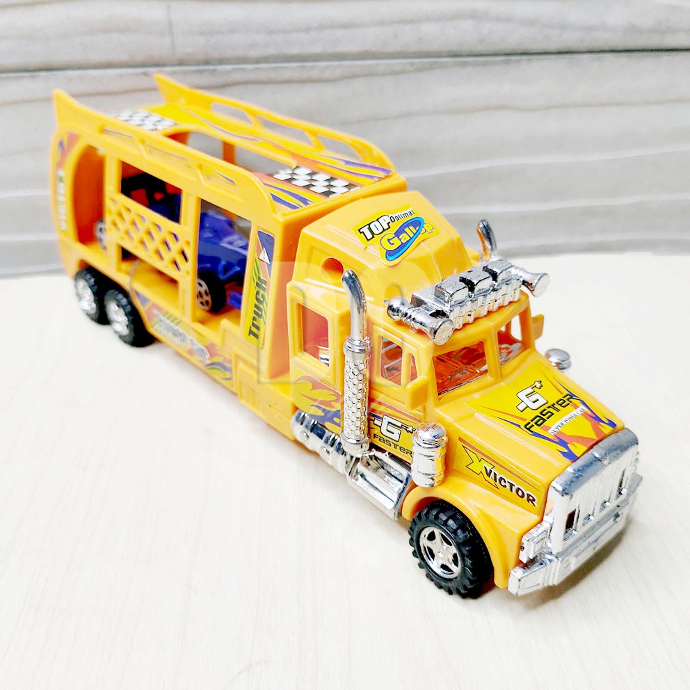 Jual Truck Trailer Mobil Balap Mainan Truk Pengangkut Mobil Formula 1 | Shopee Indonesia