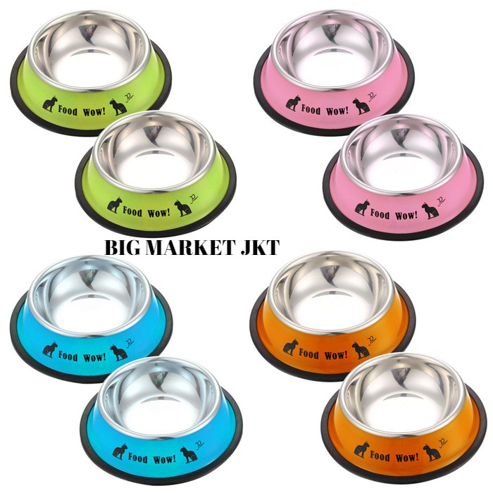 Tempat Makan Minum Kucing Anjing Stainless Steel Mangkok Mangkuk Bowl