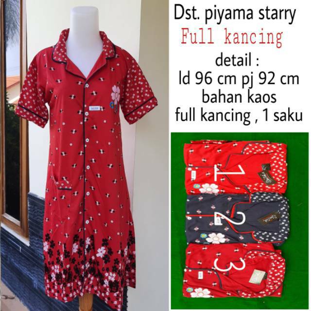 Daster busui bumil starry kancing depan full / baju tidur wanita
