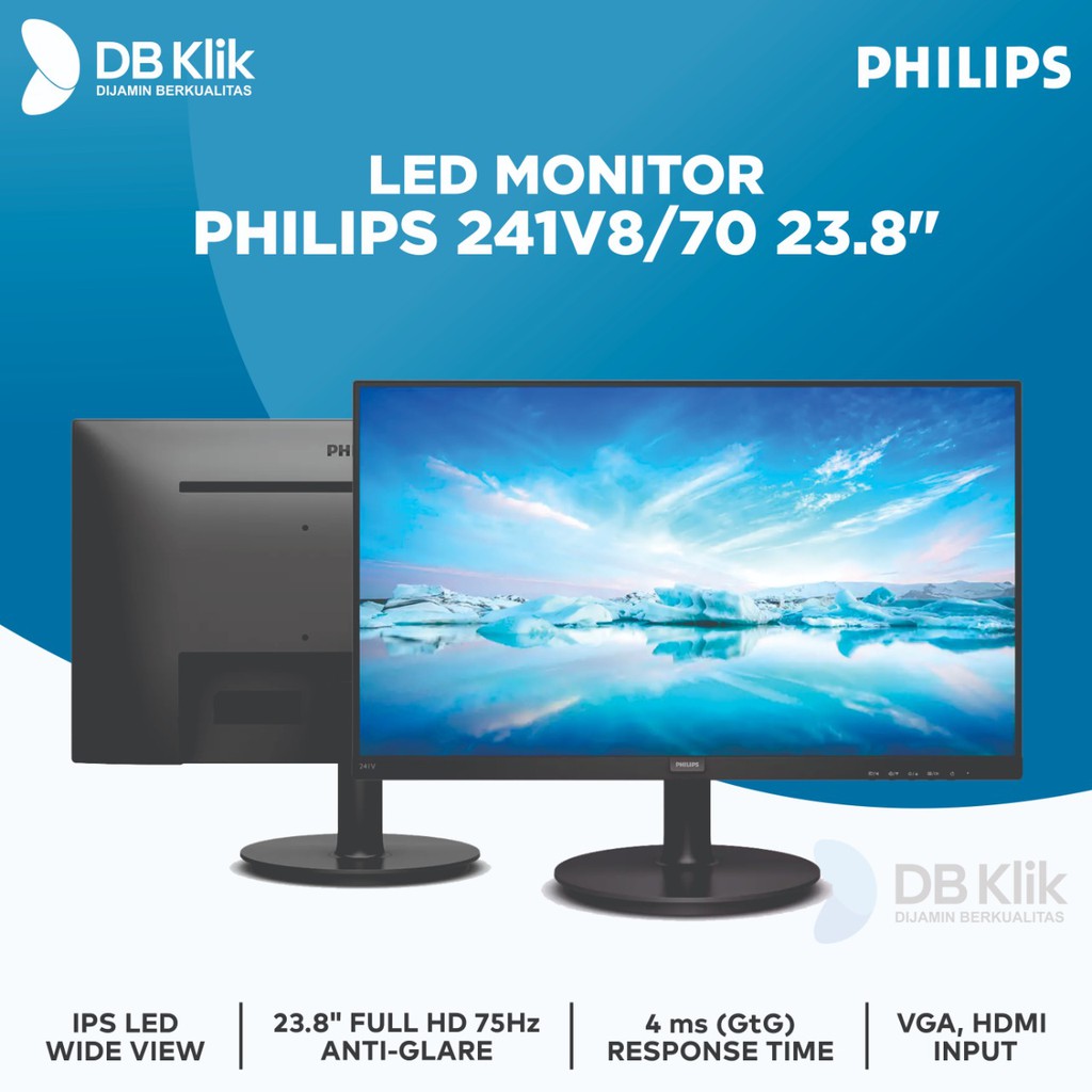 Jual Led Monitor Philips 241V8/70 23.8 Inch 75Hz Full Hd Vga Hdmi | Shopee Indonesia