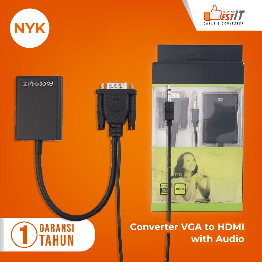 Jual VGA + Audio to HDMI Converter Cable VGA Male to HDMI Female With