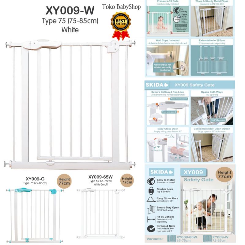 Jual Baby Safe Gate 7585cm Pressure Fit Safety Gate Pintu Pembatas Tangga Kuat dan Kokoh