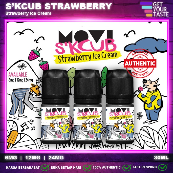 Jual Liquid S'Kcub Strawberry Ice Cream Salt Nic 30ML by MOVI Skcub