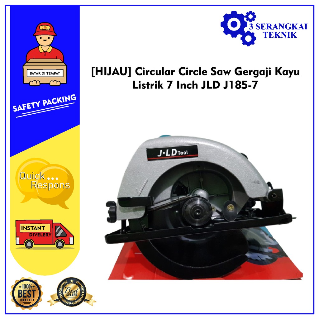 [HIJAU] Circular Circle Saw Gergaji Kayu Listrik 7 Inch JLD J1857 Shopee Indonesia