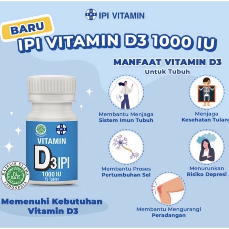 Jual Vitamin D3 1000 IPI botol isi 75 tablet ( vit D harga ekonomis