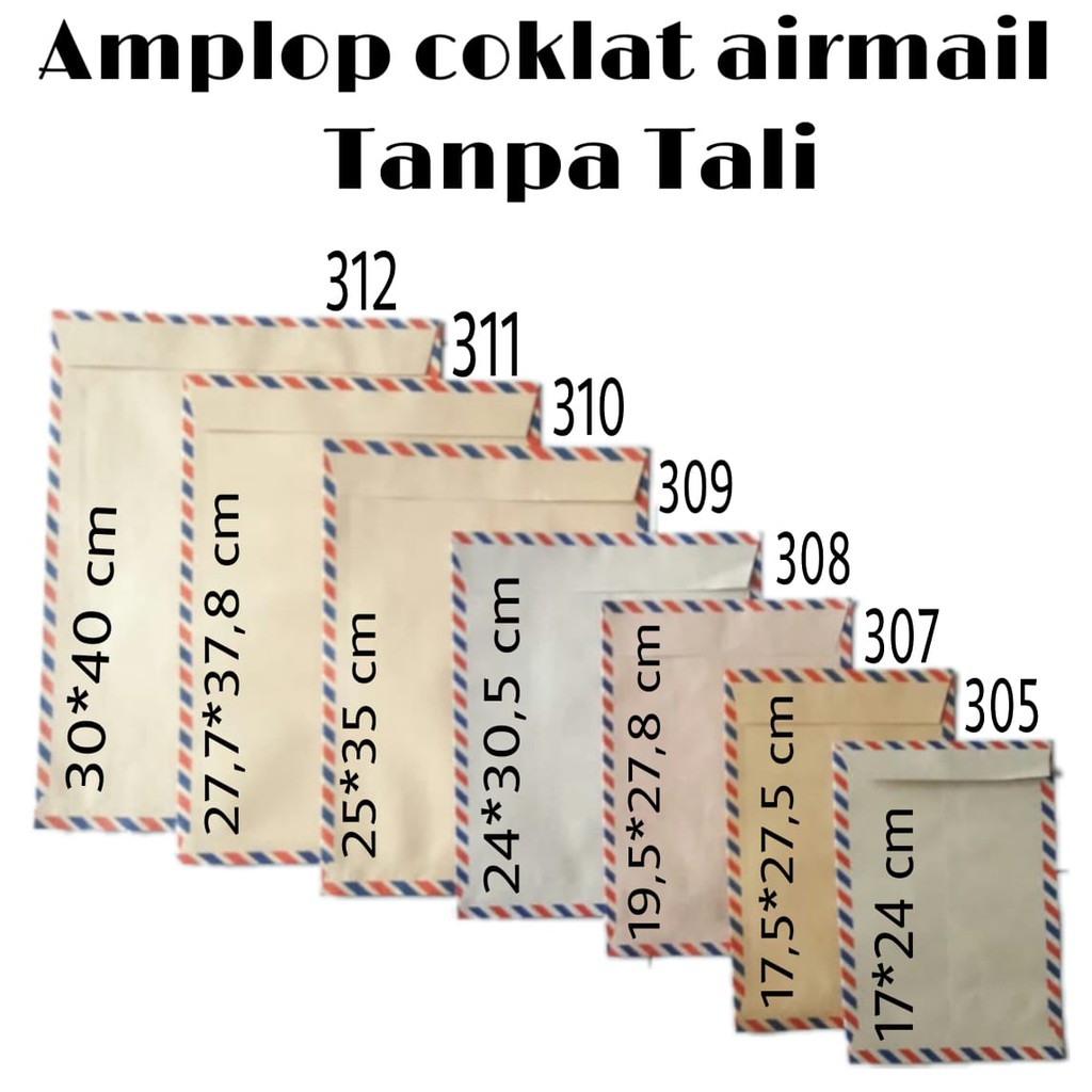 Jual Amplop Coklat Airmail Tanpa Tali 305 | Shopee Indonesia