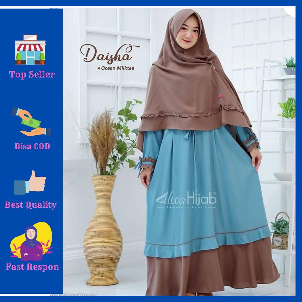 Set Syari Free Kerudung Gamis Muslim Nasywa Dress Gamis Syari Dress