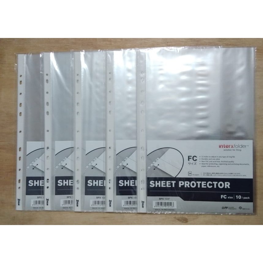 Jual Sheet Protector / PP Pockets F4 isi 10 Lembar Inter X Folder