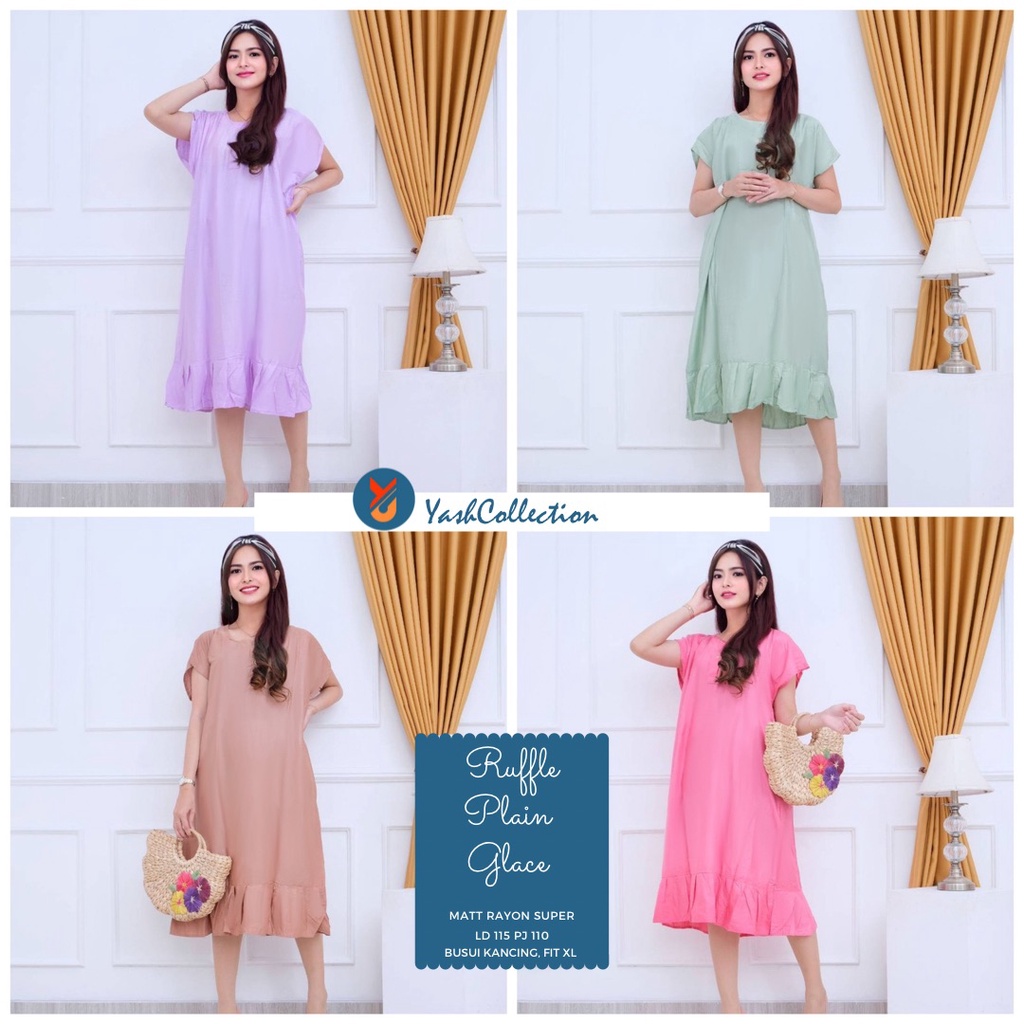 Jual Yashcollection - Daster Viral Ruffle Polos Kekinian Busui Kancing Fit Xl Indonesia|Shopee Indonesia