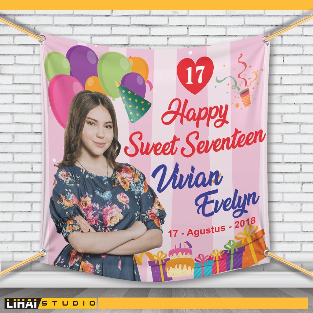 Desain Banner Ultah Sweet Seventeen