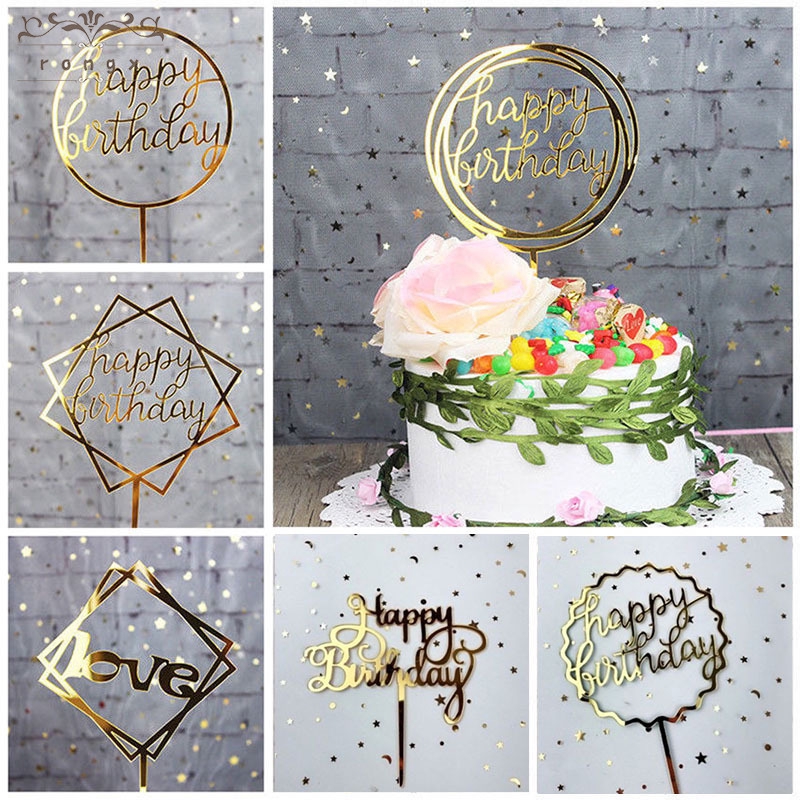 Hiasan Topper Kue dengan Bahan Akrilik dan Gambar Tulisan