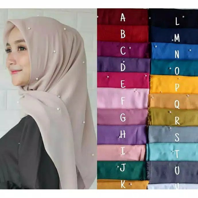 Hijab / Jilbab segi empat / segiempat mutiara Shopee Indonesia