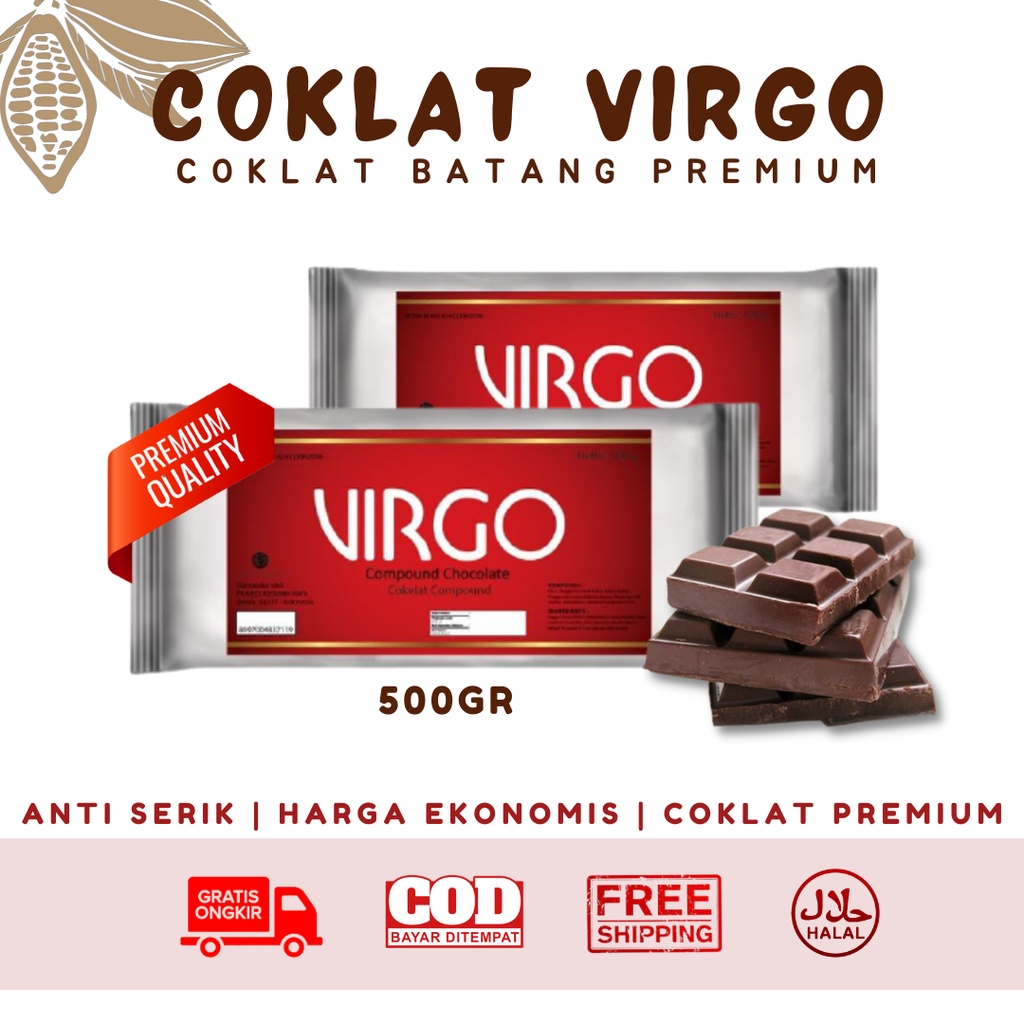 Jual Coklat Blok Merk Virgo Anti Serik Coklat Batangan Premium Lumer Lelehan Kue Ice Cream | Shopee Indonesia
