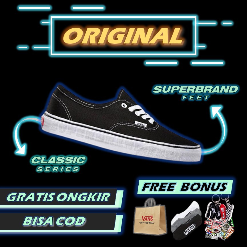 Vans Authentic Black White Classic Global Market ORIGINAL Sepatu Vans