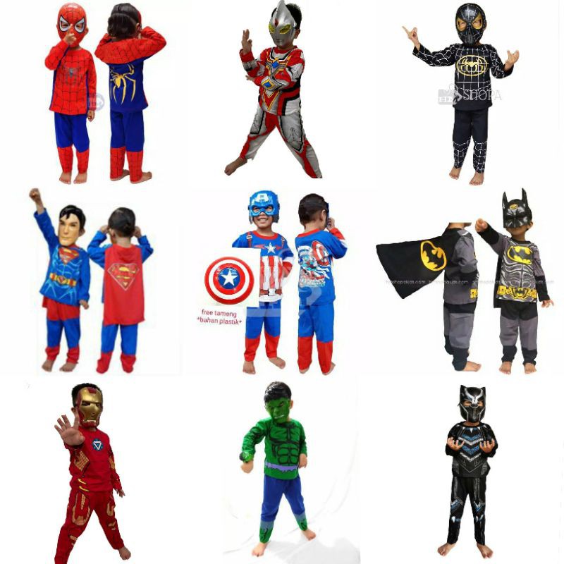 Jual KOSTUM ANAK TOPENG SUPERHERO HULK CAPTAIN AMERICA TAMENG SPIDERMAN
